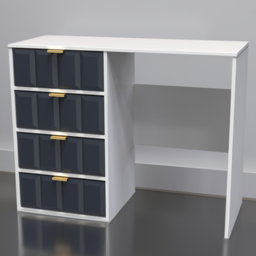 Crowndale Cube 4 Drawer Matt Indigo and White Dressing Table - Blue - Wilko - thumbnail 1