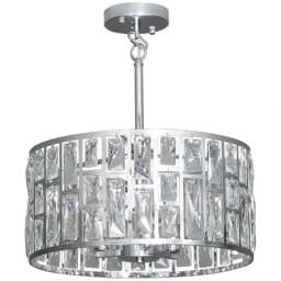 HOMCOM Modern Flush Crystal Chandelier Mount Ceiling Light - Size: 28 x 44 x 44cm - Silver - Wilko - thumbnail 1