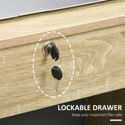 Portland 5 Drawer Computer Desk Oak - Size: 110 x 50 x 76cm - Brown - Wilko - thumbnail 5