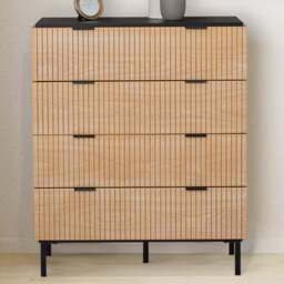 Saxon 4 Drawer Black and Natural Chest of Drawers - Wilko