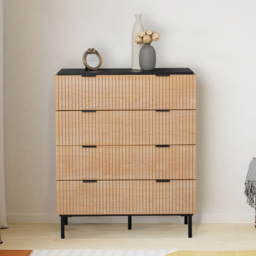 Saxon 4 Drawer Black and Natural Chest of Drawers - Wilko - thumbnail 3