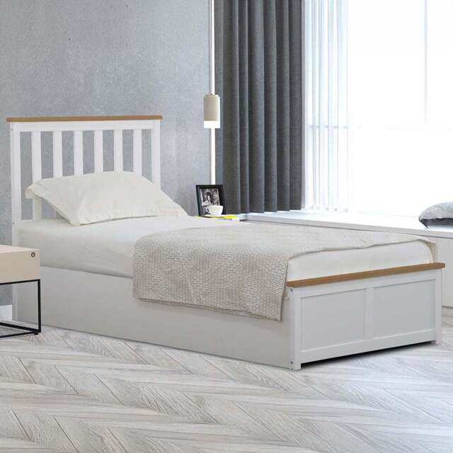 Comfy Living Single White Gas Lift Ottoman Bed - Wilko - image 1