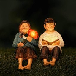 Marco Paul Light Up Solar Grandparents Statue Garden Ornament - Size: 53 x 29.6 x 20cm - Multi - Wilko - thumbnail 3