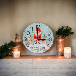 Xmas Haus Christmas Santa and Reindeer Round Wall Clock 23cm - Multi - Wilko - thumbnail 4