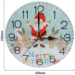 Xmas Haus Christmas Santa and Reindeer Round Wall Clock 23cm - Multi - Wilko - thumbnail 6