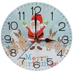 Xmas Haus Christmas Santa and Reindeer Round Wall Clock 23cm - Multi - Wilko - thumbnail 1