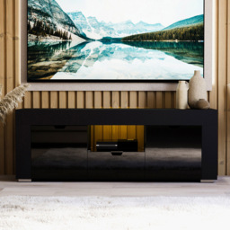 Vida Designs Eclipse 2 Door Single Drawer Single Shelf Black LED TV Unit - Size: 45 x 130 x 35cm - Wilko - thumbnail 5