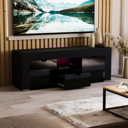 Vida Designs Eclipse 2 Door Single Drawer Single Shelf Black LED TV Unit - Size: 45 x 130 x 35cm - Wilko - thumbnail 6