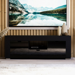Vida Designs Eclipse 2 Door Single Drawer Single Shelf Black LED TV Unit - Size: 45 x 130 x 35cm - Wilko - thumbnail 4