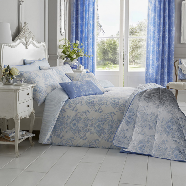 Bellissimo Home King Size Blue Toile Duvet Set - Multi - Wilko - image 1