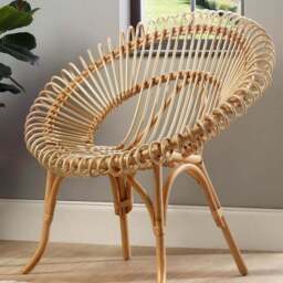 Desser Shanghai Natural Rattan Wicker Chair - Size: Single - Cream - Desser Furniture - Wilko