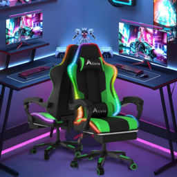Alivio Green PU Leather Wireless App Control LED Gaming Chair with Massage Lumbar Cushion - Size: 124 x 65.5 x 62cm - Wilko - thumbnail 4