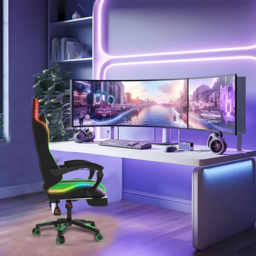 Alivio Green PU Leather Wireless App Control LED Gaming Chair with Massage Lumbar Cushion - Size: 124 x 65.5 x 62cm - Wilko - thumbnail 6