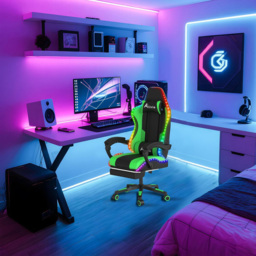 Alivio Green PU Leather Wireless App Control LED Gaming Chair with Massage Lumbar Cushion - Size: 124 x 65.5 x 62cm - Wilko - thumbnail 5