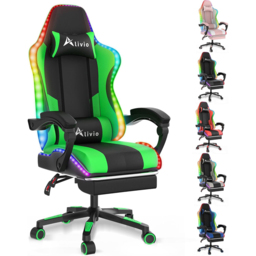 Alivio Green PU Leather Wireless App Control LED Gaming Chair with Massage Lumbar Cushion - Size: 124 x 65.5 x 62cm - Wilko - thumbnail 3