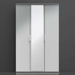 Crowndale Plymouth 3 Door Uniform Grey and Dusk Grey Tall Mirrored Wardrobe Ready Assembled - Wilko - thumbnail 1