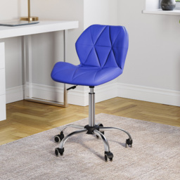 Vida Designs Geo Blue PU Faux Leather Swivel Office Chair - Size: 96 x 48 x 49cm - Wilko - thumbnail 4
