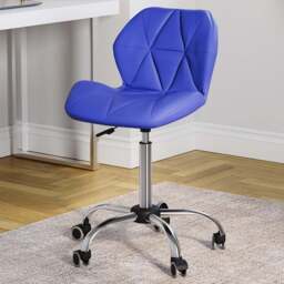 VIDA DESIGNS Geo Blue PU Faux Leather Swivel Office Chair - Size: 96 x 48 x 49cm - Wilko