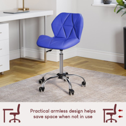 Vida Designs Geo Blue PU Faux Leather Swivel Office Chair - Size: 96 x 48 x 49cm - Wilko - thumbnail 5