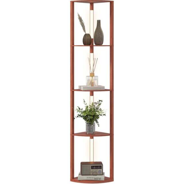 Portland 4 Shelf Brown Dimmable Warm White LED Corner Floor Lamp - Size: 163.5 x 29.5 x 41cm - Wilko - image 1