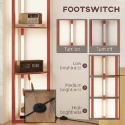 Portland 4 Shelf Brown Dimmable Warm White LED Corner Floor Lamp - Size: 163.5 x 29.5 x 41cm - Wilko - thumbnail 5