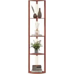 Portland 4 Shelf Brown Dimmable Warm White LED Corner Floor Lamp - Size: 163.5 x 29.5 x 41cm - Wilko - thumbnail 1