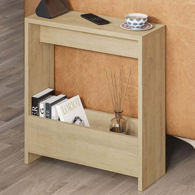 Decortie Simpi Single Shelf Oak Side Table - Size: 60 x 55 x 20cm - Cream - Wilko - image 1