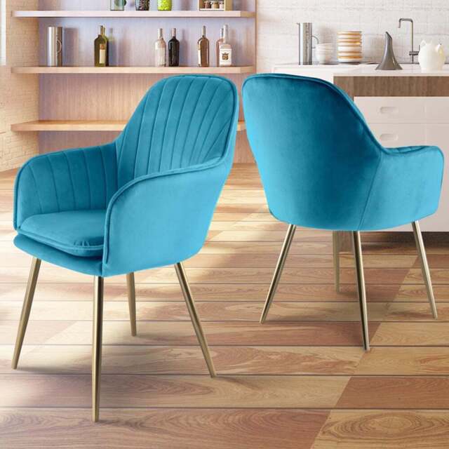 Pair of Muse Accent Chairs in Velvet Upholstery - Teal - Size: 83.5 x 55 x 58cm - Blue - Genesis - Wilko - image 1