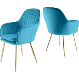 Pair of Muse Accent Chairs in Velvet Upholstery - Teal - Size: 83.5 x 55 x 58cm - Blue - Genesis - Wilko - thumbnail 3