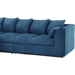 Luxor 4 Seater Marine Blue Jumbo Cord Left Hand Facing Scatter Back L Shaped Corner Sofa Set - Wilko - thumbnail 5