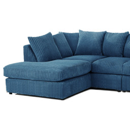 Luxor 4 Seater Marine Blue Jumbo Cord Left Hand Facing Scatter Back L Shaped Corner Sofa Set - Wilko - thumbnail 4