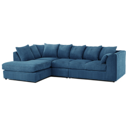 Luxor 4 Seater Marine Blue Jumbo Cord Left Hand Facing Scatter Back L Shaped Corner Sofa Set - Wilko - thumbnail 3