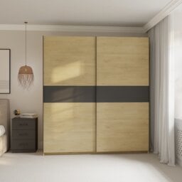 Andora Large Sliding Wardrobe Cream and Anthracite - Wilko