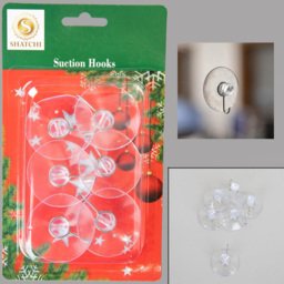 Shatchi Suction Cups with Metal Hooks 4.3cm 6 Pack - Size: 35 x 2.2 x 2.5cm - Clear - Wilko - thumbnail 4