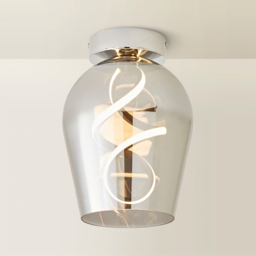 ValueLights Helix Smoked Glass Integrated LED Ceiling Light - Size: 30 x 21.5 x 21.5cm - Smoked Grey - Wilko - thumbnail 6