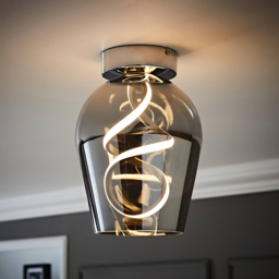 ValueLights Helix Smoked Glass Integrated LED Ceiling Light - Size: 30 x 21.5 x 21.5cm - Smoked Grey - Wilko - thumbnail 7