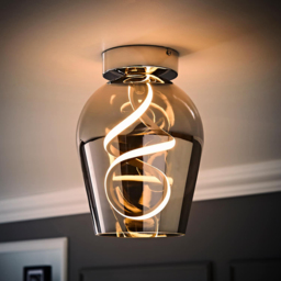 ValueLights Helix Smoked Glass Integrated LED Ceiling Light - Size: 30 x 21.5 x 21.5cm - Smoked Grey - Wilko - thumbnail 3