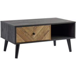 Home Source Dallas Single Drawer Single Shelf Black Coffee Table - Size: 40 x 85 x 50cm - Wilko - thumbnail 3