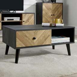Home Source Dallas Single Drawer Single Shelf Black Coffee Table - Size: 40 x 85 x 50cm - Wilko - thumbnail 1