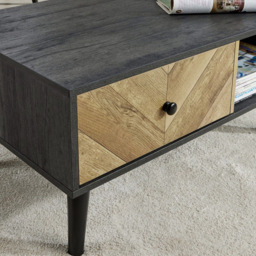 Home Source Dallas Single Drawer Single Shelf Black Coffee Table - Size: 40 x 85 x 50cm - Wilko - thumbnail 4