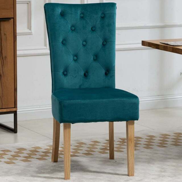 Artemis Home Pienza Set of 2 Teal Velvet Dining Chairs - Blue - Wilko - image 1