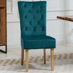 Artemis Home Pienza Set of 2 Teal Velvet Dining Chairs - Blue - Wilko
