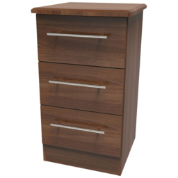 Crowndale Sherwood 3 Drawer Noche Walnut Bedside Cabinet - Brown - Wilko - thumbnail 5