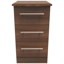 Crowndale Sherwood 3 Drawer Noche Walnut Bedside Cabinet - Brown - Wilko - thumbnail 3