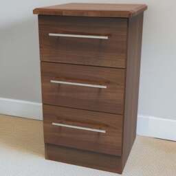Crowndale Sherwood 3 Drawer Noche Walnut Bedside Cabinet - Brown - Wilko