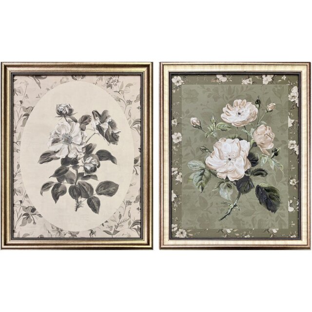 Antique Style Floral Framed Art - Wilko