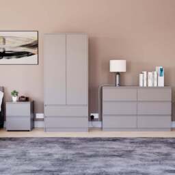 VIDA DESIGNS Denver Grey 3 Piece Bedroom Furniture Set - Wilko - thumbnail 1
