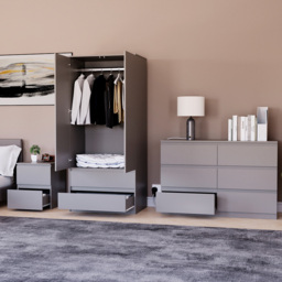 VIDA DESIGNS Denver Grey 3 Piece Bedroom Furniture Set - Wilko - thumbnail 6