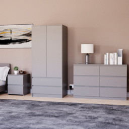 VIDA DESIGNS Denver Grey 3 Piece Bedroom Furniture Set - Wilko - thumbnail 4