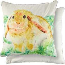 Serene Animal Watercolour Printed Bunny Cushion Cover 43 x 43cm - Grey - Wilko